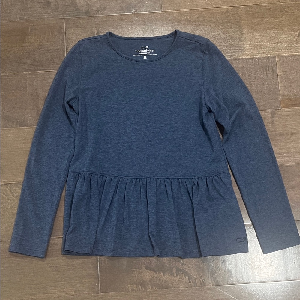 Vineyard Vines Girl’s Blue Long Sleeve Peplum Tee